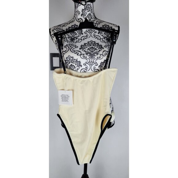 SAME LOS ANGELES One Piece Swimsuit Womens Color Beige Sz Medium Flower Beige - Picture 4 of 10